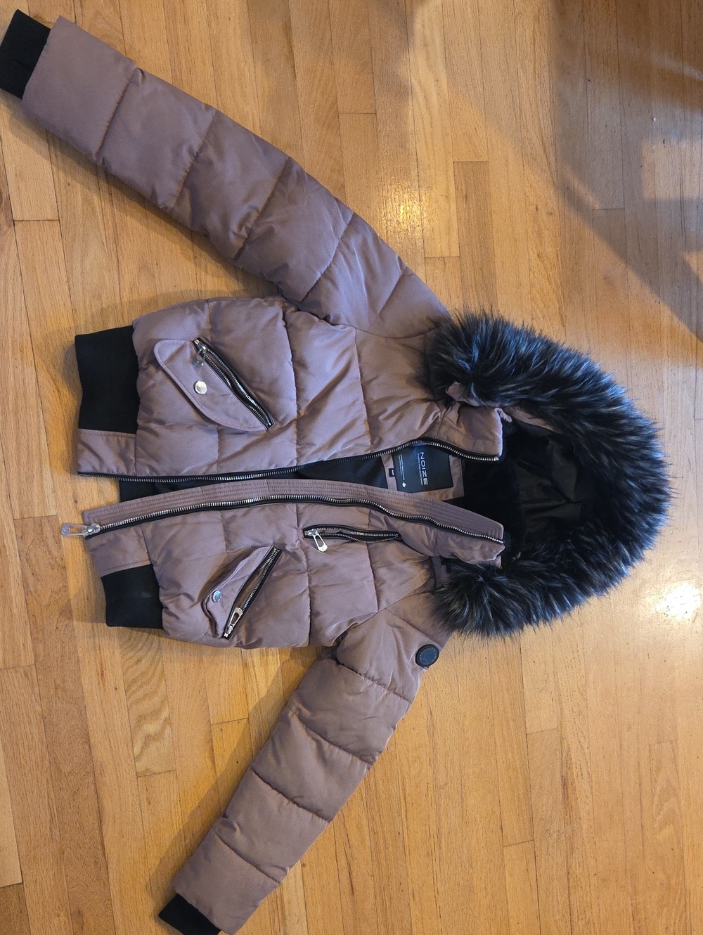 Noize Winter Bomber Jacket With Detachable Faux Fur Hood